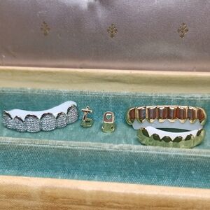 Gold and Silver Tone Hip Hop Grillz Set Rapper